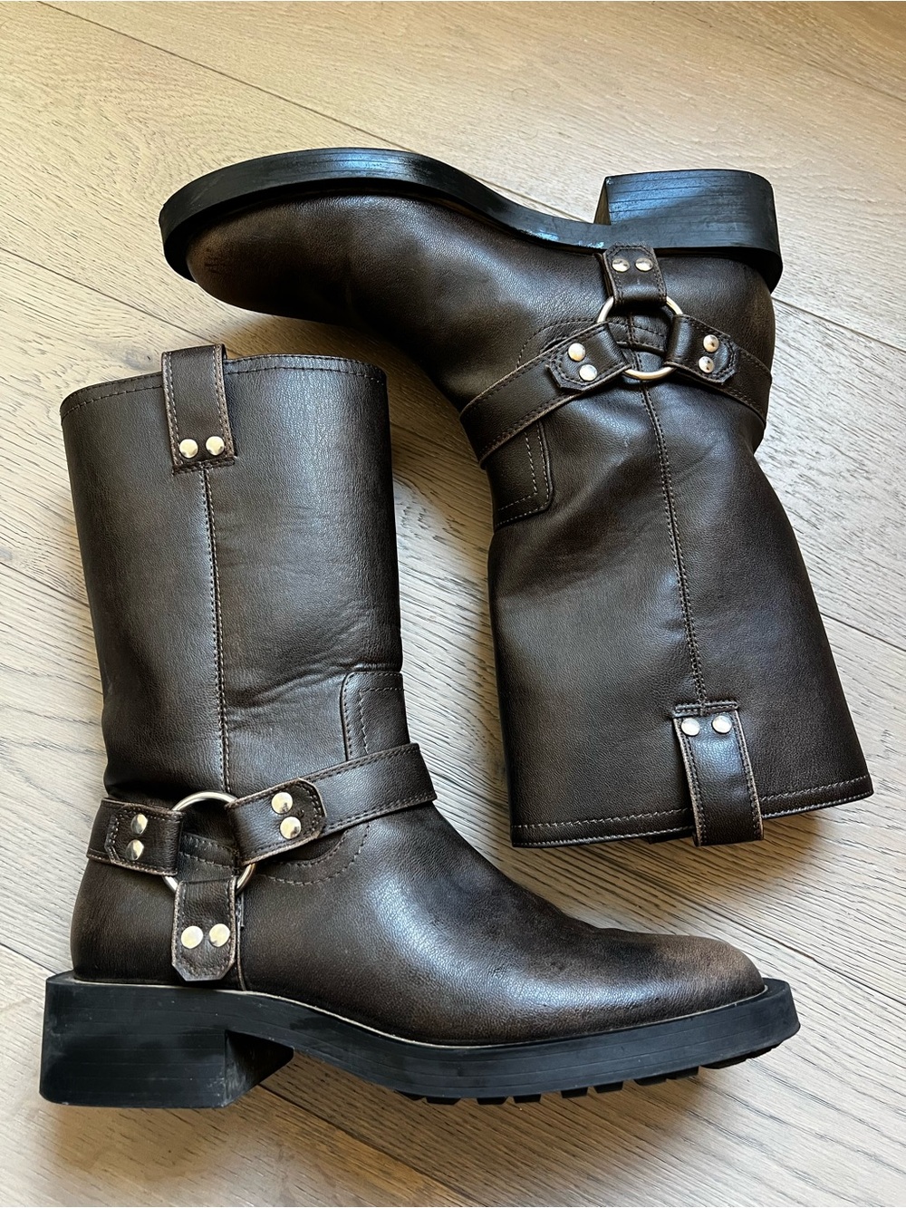 Zara Dark Brown Moto Boots